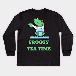 Froggy tea time Kids Long Sleeve T-Shirt